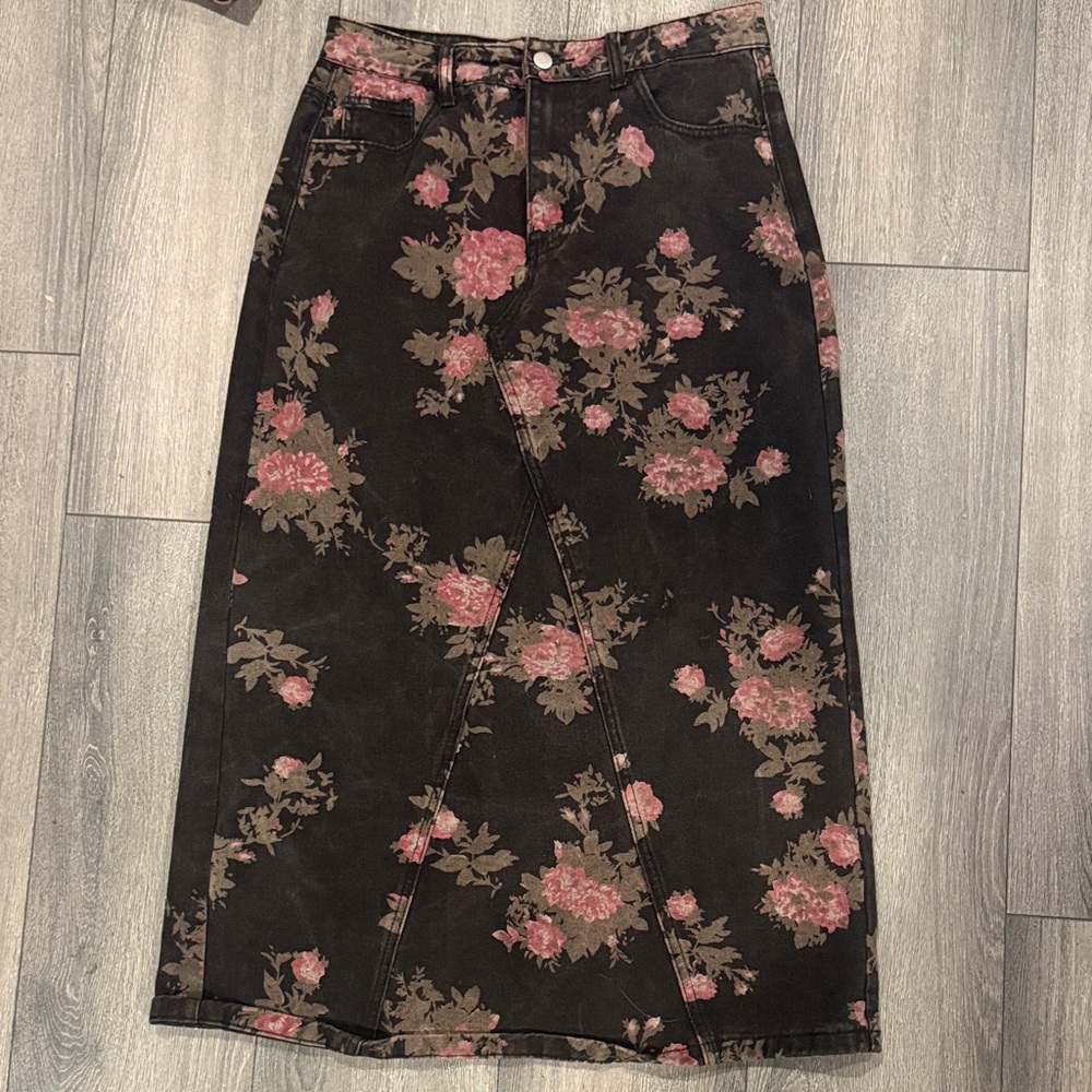 Floral Black and Pink Women's Skirt